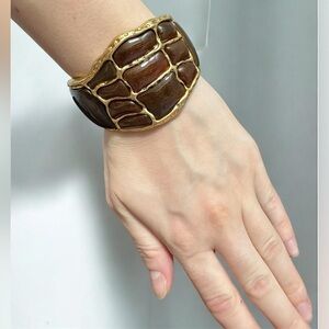 Zara contrast appliqué metal cuff bracelet